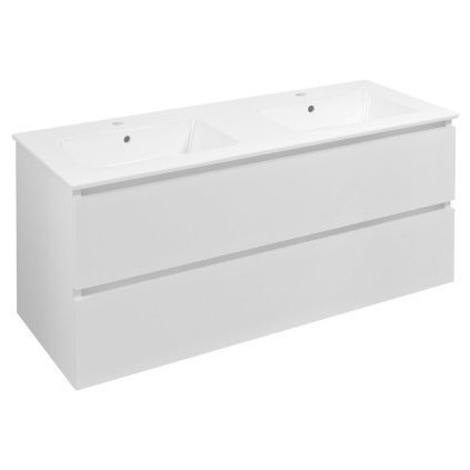 Sapho, Dulap chiuvetă dublă EZARA 120x55x46cm, alb lucios, EZ121-3030