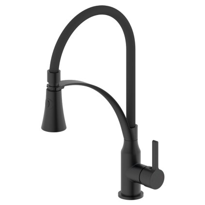 Sapho, baterie chiuvetă independentă HEBE cu pulverizator, negru mat, HT430B