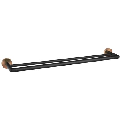 Sapho, suport dublu pentru prosoape LARISSA 600 mm, negru/cupru mat, WS011BC