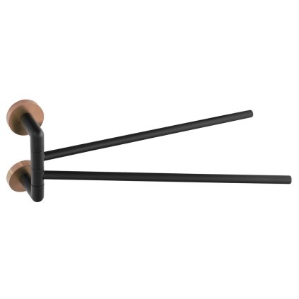 Sapho, suport dublu pentru prosoape LARISSA, pivotant 350 mm, negru/cupru mat, WS021BC