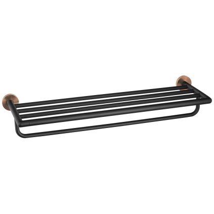 Sapho, Suport prosoape LARISSA cu barieră 600mm, negru/cupru mat, WS029BC