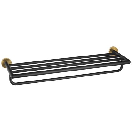 Sapho, Suport prosoape LARISSA cu barieră 600mm, negru/auriu mat, WS029BG