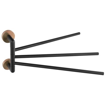 Sapho, suport triplu pentru prosoape LARISSA, rotativ 350 mm, negru/cupru mat, WS022BC