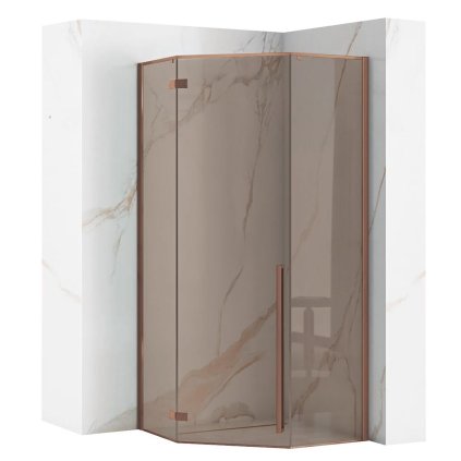Rea Diamond, cabină de duș pentagonală 90 x 90 cm, sticlă gri 6 mm, cupru mat, REA-K6966
