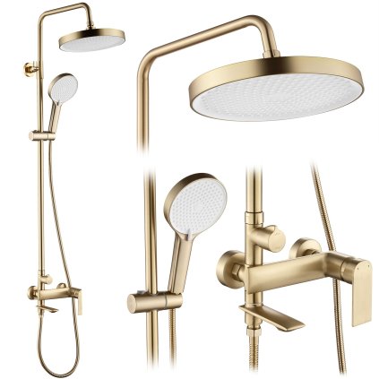 Rea Veneta, set cadă/duș cu cap de duș tip ploaie și duș manual, auriu mat, REA-P3003