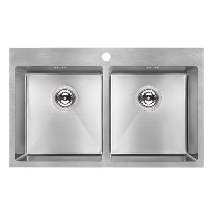 Laveo Marmara, chiuvetă de bucătărie din oțel inoxidabil cu 2 compartimente 780x480x200 mm, oțel, LAV-SAM_020T
