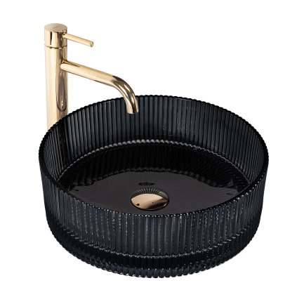 Lavoar de blat Rea Ingrid, sticlă 360x360x120 mm, sticlă neagră, REA-U8520