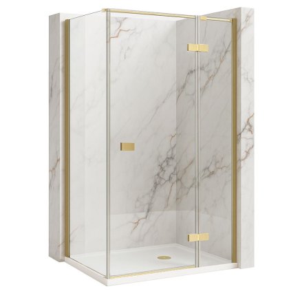 Rea Atlas, cabină de duș 90 (ușă) x 100 (perete), partea dreaptă, sticlă transparentă de 6 mm, profil auriu, KPL-K4571