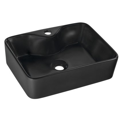 Sapho, lavoar ceramic BALENA 48x37 cm, blat, negru mat, BH7013B