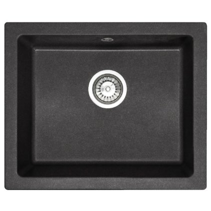 Chiuvetă din granit Rea Nels cu 1 compartiment, 560x465x200 mm, negru pătat, ZLE-00114