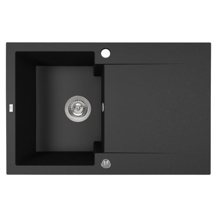 Kuchinox Chichi, chiuvetă din granit cu 1 compartiment 740x480x194 mm, negru pătat, LAV-SBH_711Y