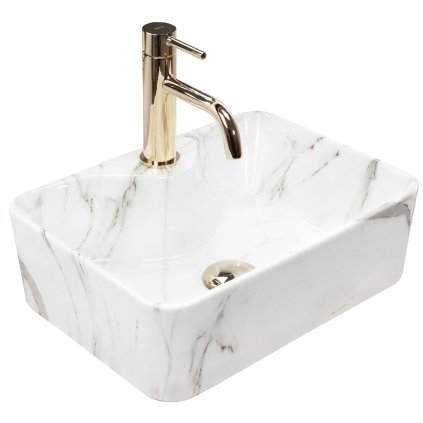 Lavoar de blat Rea Demi Mini, 410x310x130 mm, imitație piatră - Aiax Shiny, REA-U6504