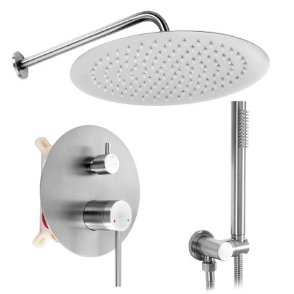 Rea Foss, set de duș încastrat + sistem de instalare BOX, oțel periat, REA-P5969