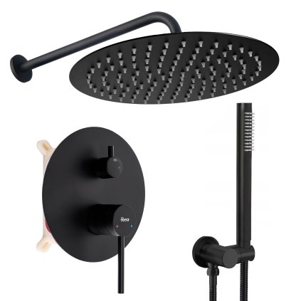 Rea Foss, set de duș încastrat + sistem de instalare BOX, negru mat, REA-P5968