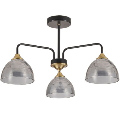 Toolight, lampă de tavan 3xE27, G084-3C, sticlă negru-auriu-gri, OSW-09701