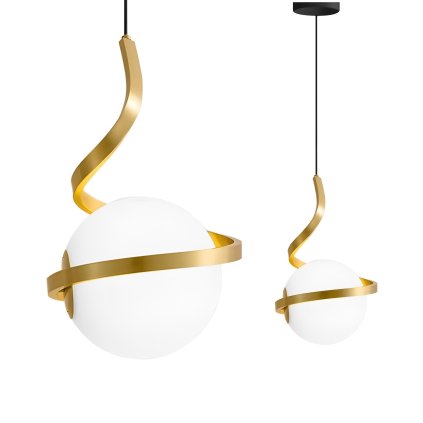 Lampă suspendată LED Toolight 1xE27, G020-CP, alb-auriu, OSW-04314