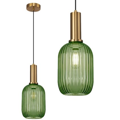 Lampă suspendată din sticlă Toolight 1xE27, APP459-1CP, verde, OSW-00589