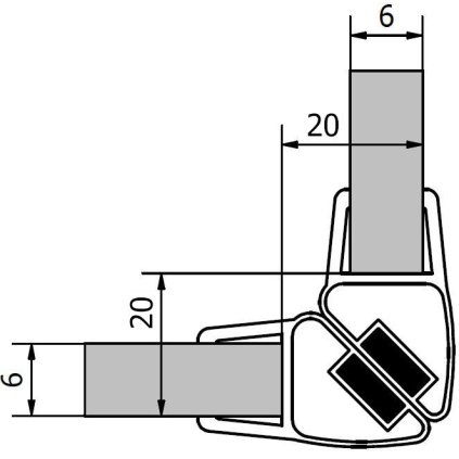 Polysan, Set două garnituri magnetice lungime 2000 mm pentru sticlă de 6 mm, colț, M126