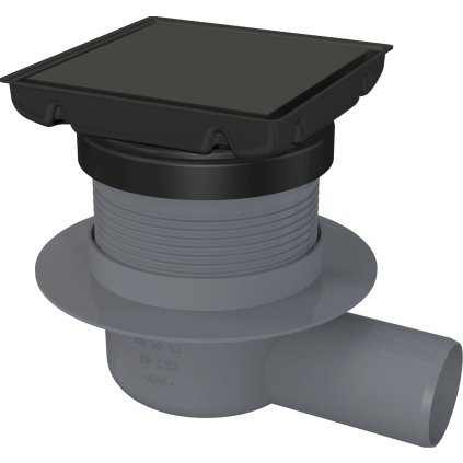 Deante, rigolă de duș punctuală cu grătar dublu față 130x130mm, negru mat, DEA-KOS_N01D