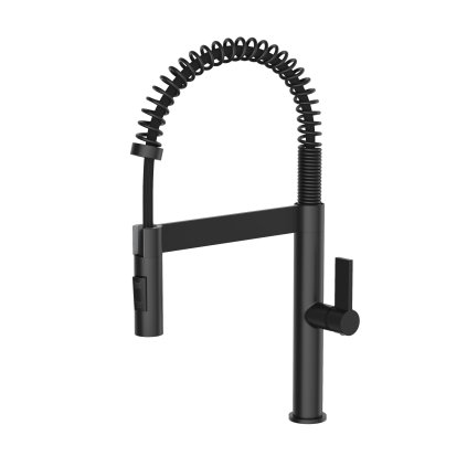 Gamma SPIRAL NEW, baterie de bucătărie cu pipă cu 2 funcții, negru mat, GMA-BSLN-BK