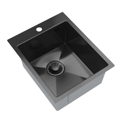 Chiuvetă Gamma, din oțel inoxidabil cu 1 compartiment, 400x500x210 mm, grafit, GMA-S4050-BK