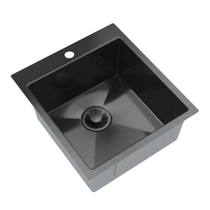 Chiuvetă Gamma, din oțel inoxidabil cu 1 compartiment, 450x500x210 mm, grafit, GMA-S4550-BK