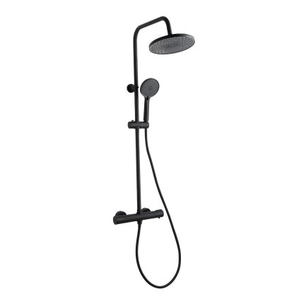 Invena Volos, set de duș cu baterie termostatică, negru mat, INV-AU-37-T04-V