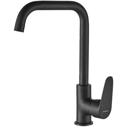 Kuchinox SAGRA, baterie înaltă pentru chiuvetă cu pipă în formă de L, negru mat, LAV-BQR_765D