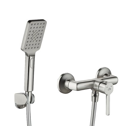 Laveo Alita, baterie duș cu set de duș manual, oțel periat, LAV-BVA_341D