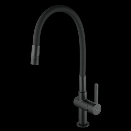 Laveo Alita, baterie chiuvetă independentă cu braț elastic, pipă cu 2 funcții, negru mat, LAV-BVA_B62D