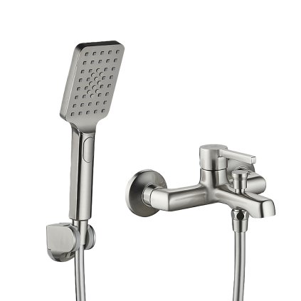 Laveo Alita, baterie cadă cu set de duș manual, oțel periat, LAV-BVA_311D