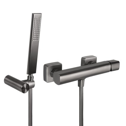 Laveo Tores, baterie duș cu set de duș manual, grafit, LAV-BVT_941D