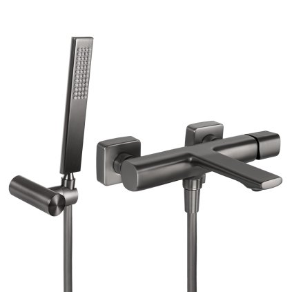 Laveo Tores, baterie cadă cu set de duș manual, grafit, LAV-BVT_911D