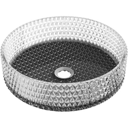 Mexen Aura, lavoar de blat din sticlă 39 × 39 cm, transparent / negru, 24013971