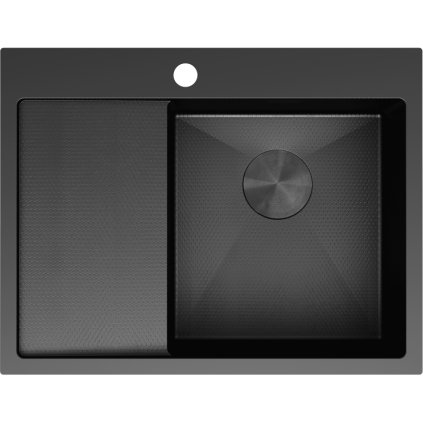 Chiuvetă Mexen Exar, din oțel inoxidabil cu 1 compartiment și scurgător, dreapta, 620 x 480 mm, neagră HC -6432621005P-70HC