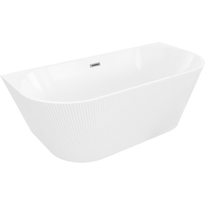 Cadă de baie independentă Mexen Oris cu caneluri 170 x 80 cm, alb lucios, preaplin grafit, 52871708000-95