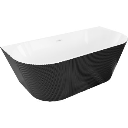 Mexen Oris, cadă de baie independentă cu caneluri 170 x 80 cm, alb-negru, preaplin alb, 52871708075-20