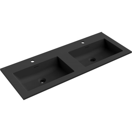 Mexen Otis, chiuvetă dublă încastrată în blat 121 × 46,5 cm, negru mat, 25181271D