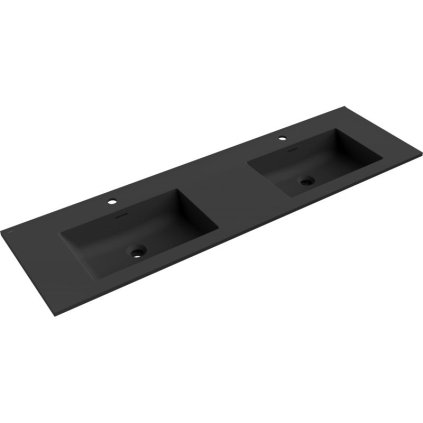 Mexen Otis, chiuvetă dublă încastrată în blat 161 × 46,5 cm, negru mat, 25181671D