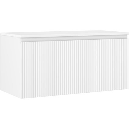 Mexen Rivel, mobilier de baie 100 cm cu blat, 1 sertar, canelat, alb mat, 91A20-10047-1-BFC01