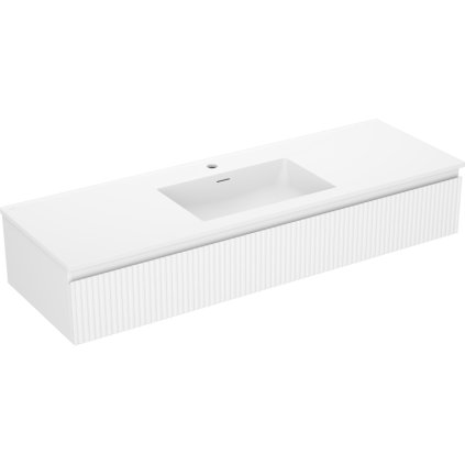 Mexen Rivel, mobilier de baie 140 cm cu lavoar Otis, 1 sertar, canelat, alb mat, 91A20-14023-1-BF01-W18M01