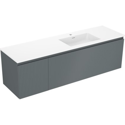 Mexen Rivel, mobilier de baie 160 cm cu lavoar Otis dreapta, 1S, 1D, canelat, grafit/alb mat, 91A23-16047-3-BBFF66-W18P01