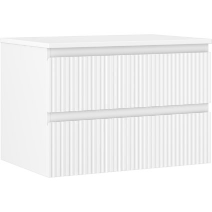 Mexen Rivel, mobilier de baie 70 cm cu blat, 2 sertare, canelat, alb mat, 91A20-07047-2-BFFC01
