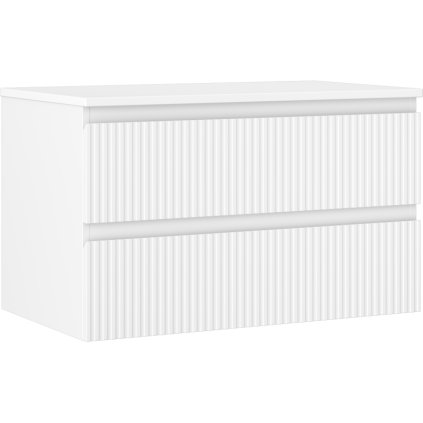 Mexen Rivel, mobilier de baie 80 cm cu blat, 2 sertare, canelat, alb mat, 91A20-08047-2-BFFC01