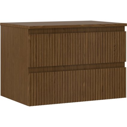 Mexen Rivel, mobilier de baie sub lavoar 70 cm cu blat, 2 sertare, canelat, nuc, 91A20-07047-2-BFFC86