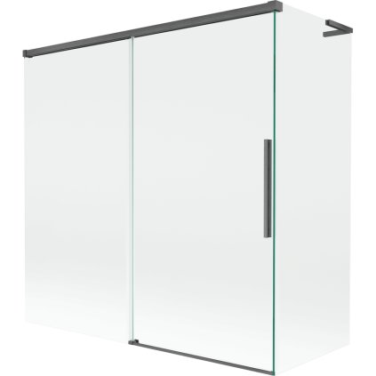 Mexen Rox, paravan de cadă cu 2 aripi, tip L, 160 + 70 x 150 cm, sticlă transparentă de 8 mm, profil grafit periat, 8C9L-160-070-66-00