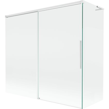 Mexen Rox, paravan de cadă cu 2 aripi, tip L, 170 + 80 x 150 cm, sticlă transparentă de 8 mm, profil alb, 8C9L-170-080-20-00