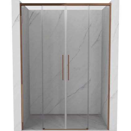 Mexen Rox, ușă glisantă de duș 150 cm, sticlă transparentă de 8 mm, profil auriu-roz, 8C2-140-002-60-00