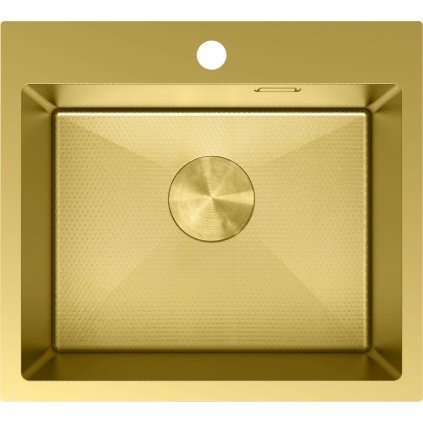 Chiuvetă Mexen Solix, din oțel inoxidabil cu 1 compartiment, 500 x 450 mm, auriu periat, model fagure, 6402501000-55HC