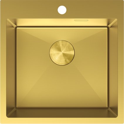 Chiuvetă Mexen Solix, din oțel inoxidabil cu 1 compartiment, 500 x 500 mm, auriu periat, 6407501000-55